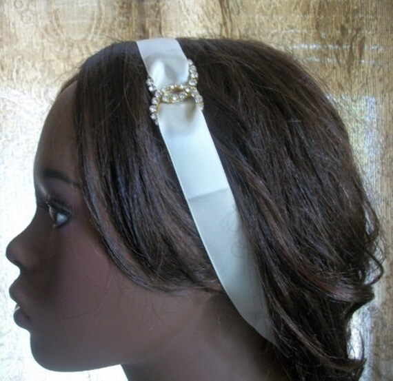 Ivory Rhinestone Ribbon Headband