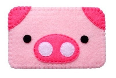 Cute felt piggy cell phone case