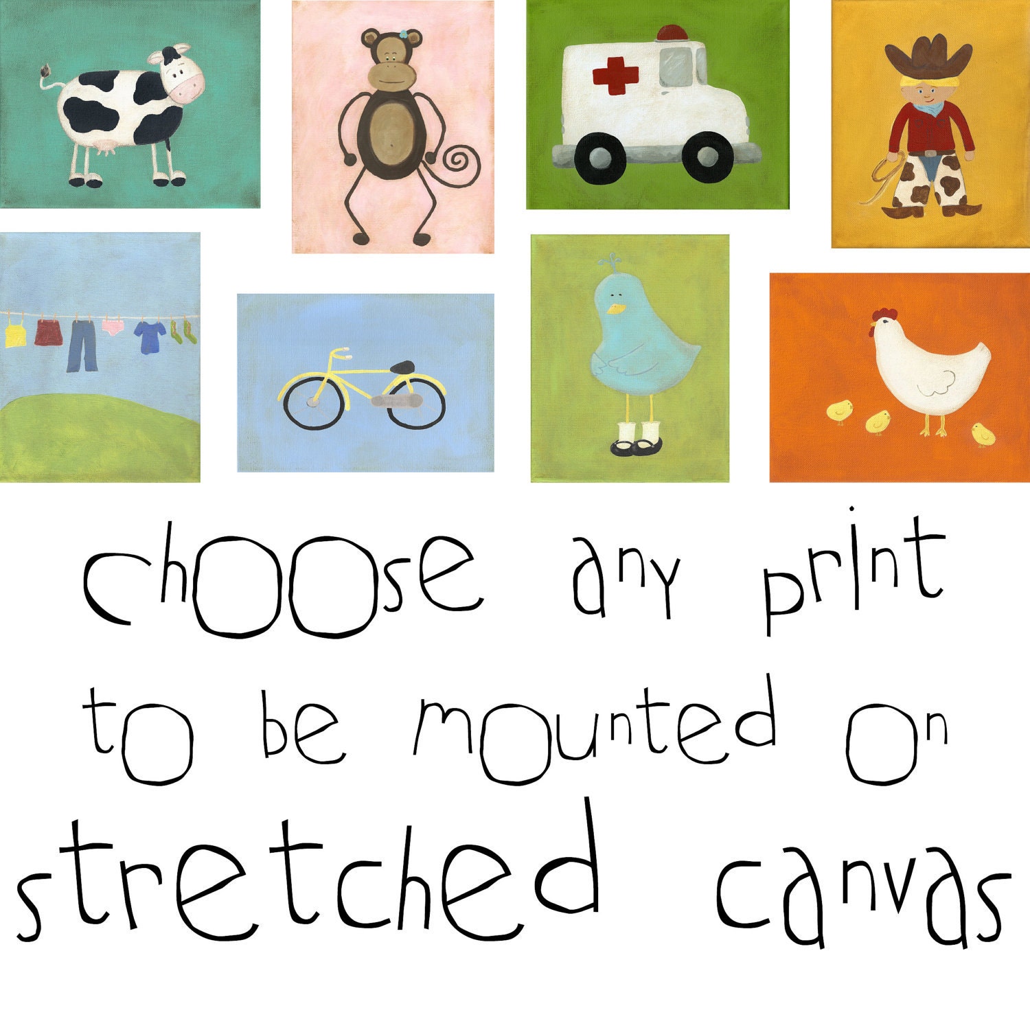 Any single print on 8x10 STRETCHED CANVAS - choose any one print from the shop to be printed on 8x10 stretched canvas