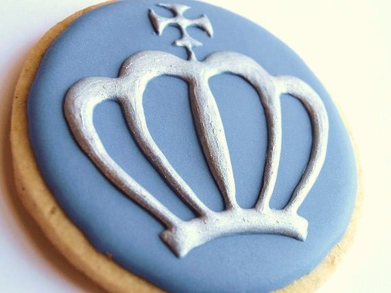 Royal Crown Cookies in Blue and Silver for Father's Day- Set of 6