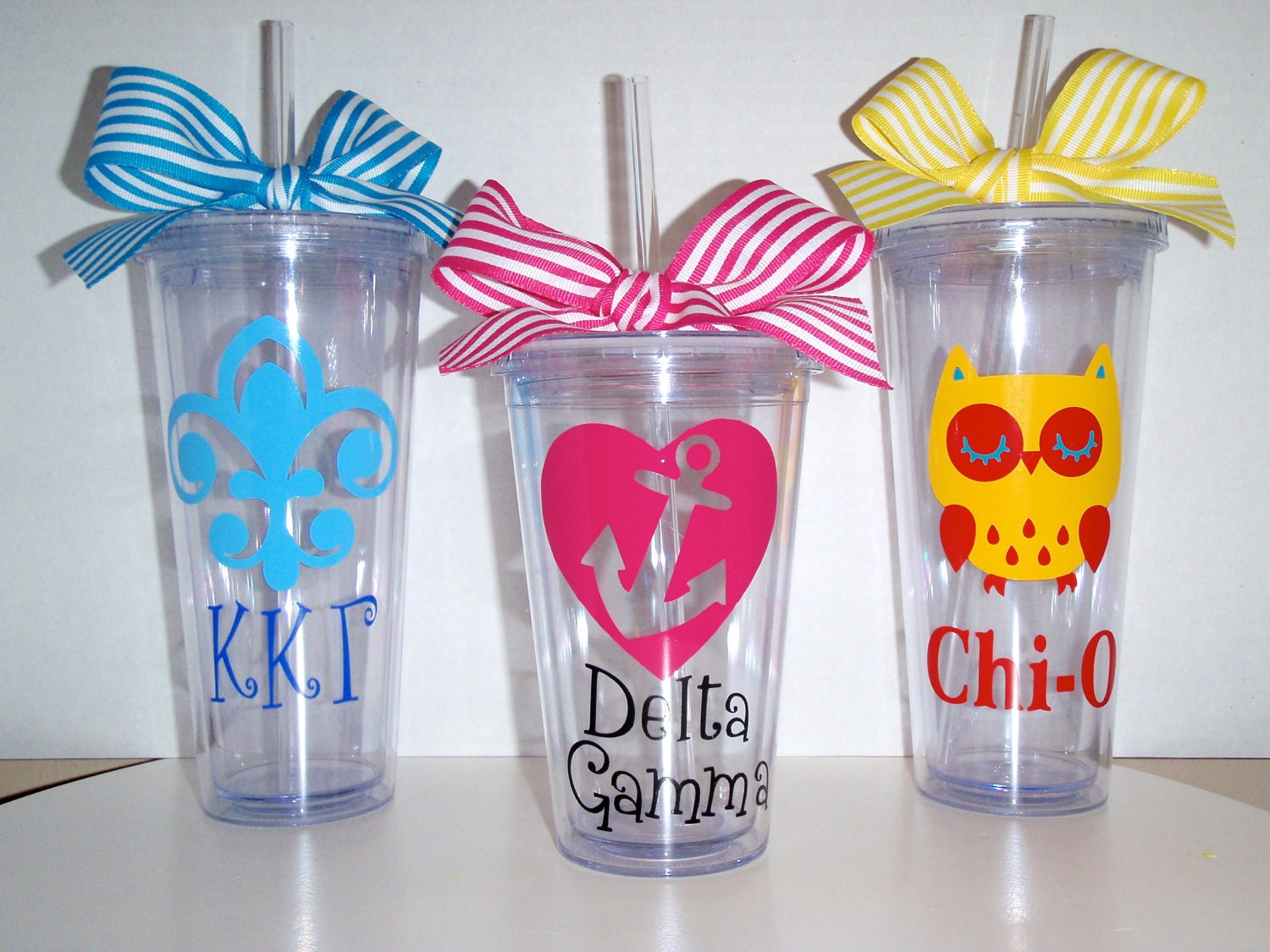 20 oz. Greek Sorority Tumbler Cups Gift- Kappa Kappa Gamma, Delta Gamma, Chi Omega