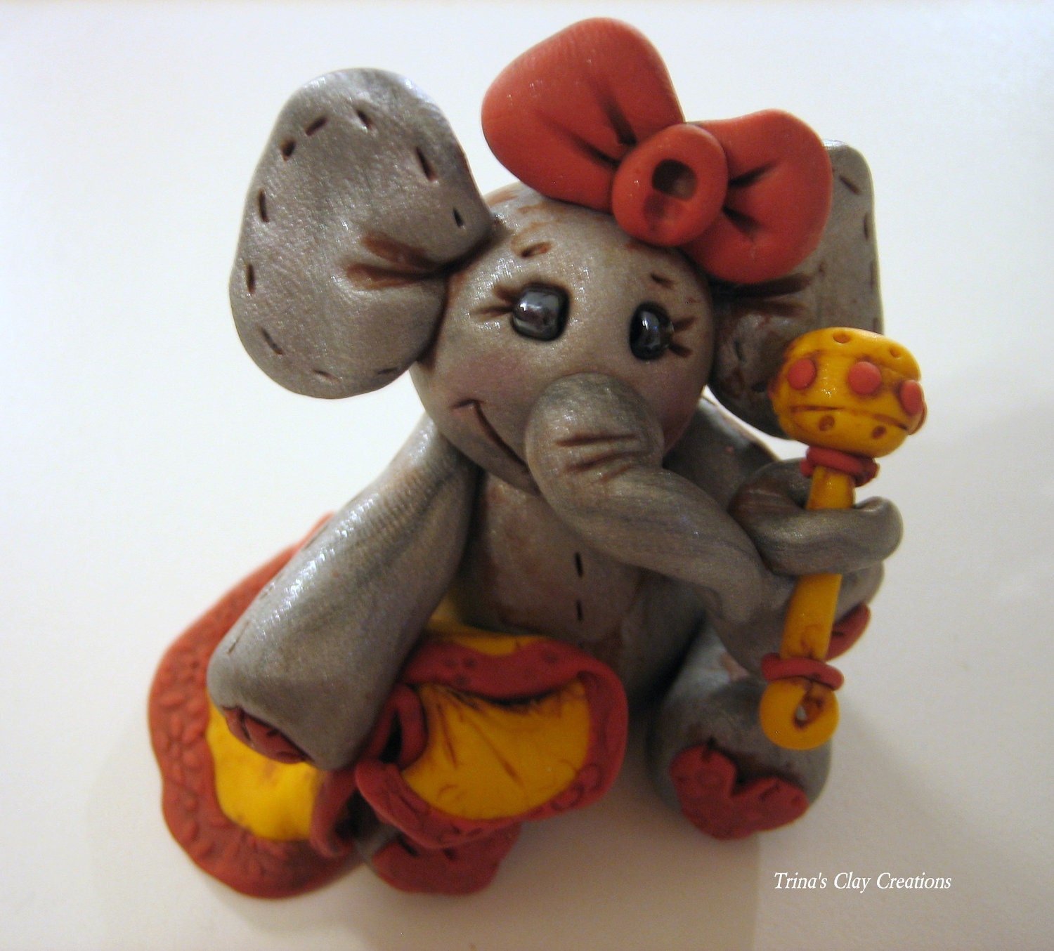 Polymer Clay Baby Elephant Cake Topper