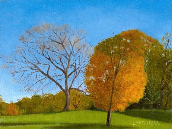 Autumn in Prospect Park - Original Oil Painting 8" x 6"