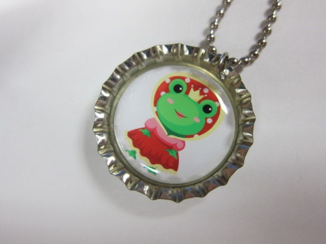 Bottlecap Necklace - Princess Frog