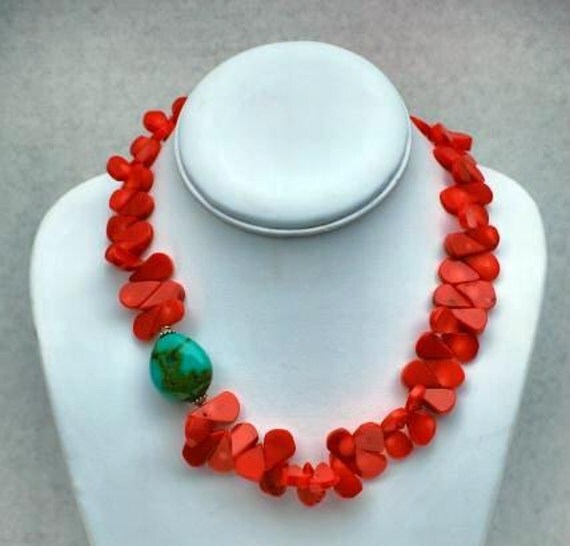 Summer Delight - Coral and Turquoise Necklace by MixedMediaDesigns1