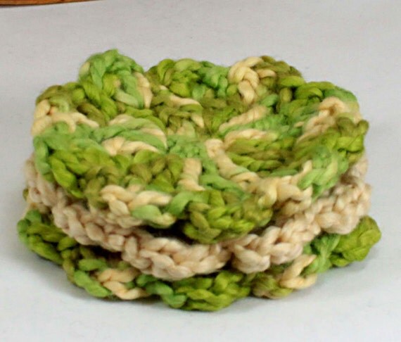 Organic Cotton Flower Face Cloth - Set of 3 -Spring and Macadamia
