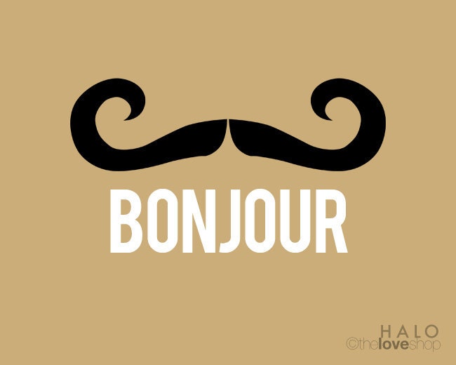 BONJOUR LE MOUSTACHE - Deluxe Print in Natural and Black - 8x10 inch on A4 modern poster