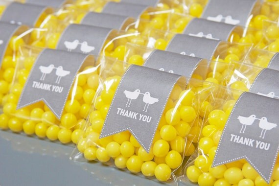 Wedding Favors Love Birds Gray and Yellow