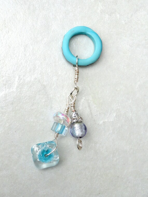 Awesome Aqua Tee Shirt Pendant with Venetian DIcrhoic  Cane Glass and Artisan Beads