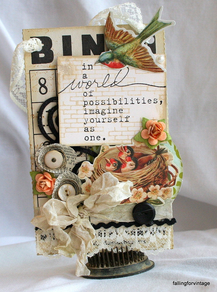 Vintage upcycled Bingo card Wall art