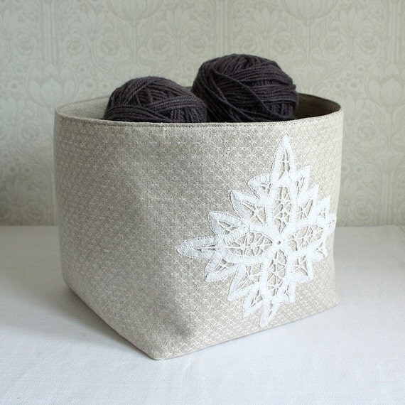 storage bin, size L -linen and lace collection