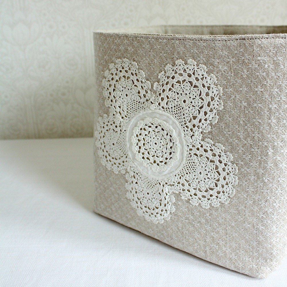 storage bin, size L -linen and lace collection