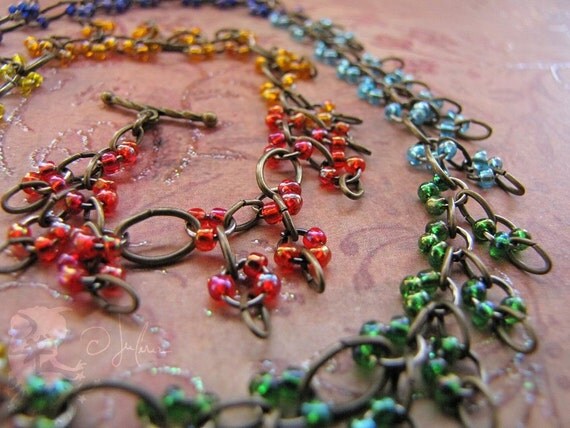 Magickal Necklace - Chakra Color Vibrant Meditation Red Orange Yellow Green Blue Indigo Violet Energy - Colors Of Isis