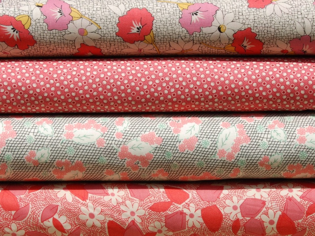 SALE Fat Quarter Bundle of 4 - Antique Treasures