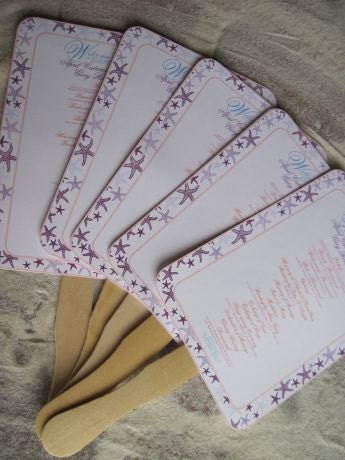 20 Starfish Beach Wedding Program Hand Fans for your Outdoor Ceremony