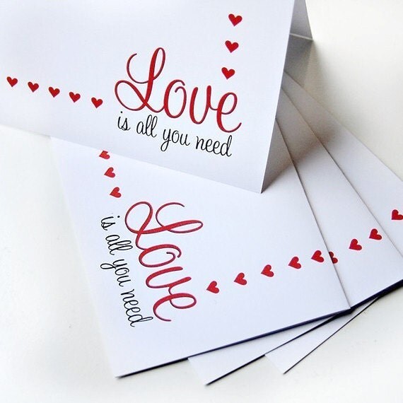 Valentines Day Card Set of Four - Love Is All You Need