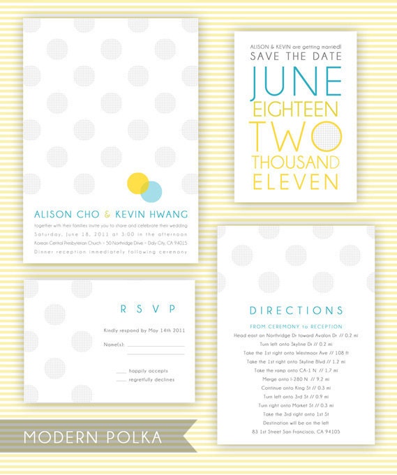 Printable Modern Polka Dot Wedding Invitation Template From YeriYunDesigns