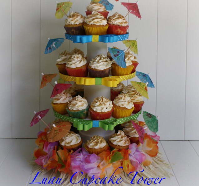 Custom Luau Cupcake Tower