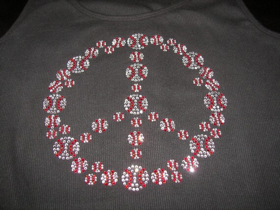 Baseball or Football Peace BLING Tee or Tank--Unique and Fun