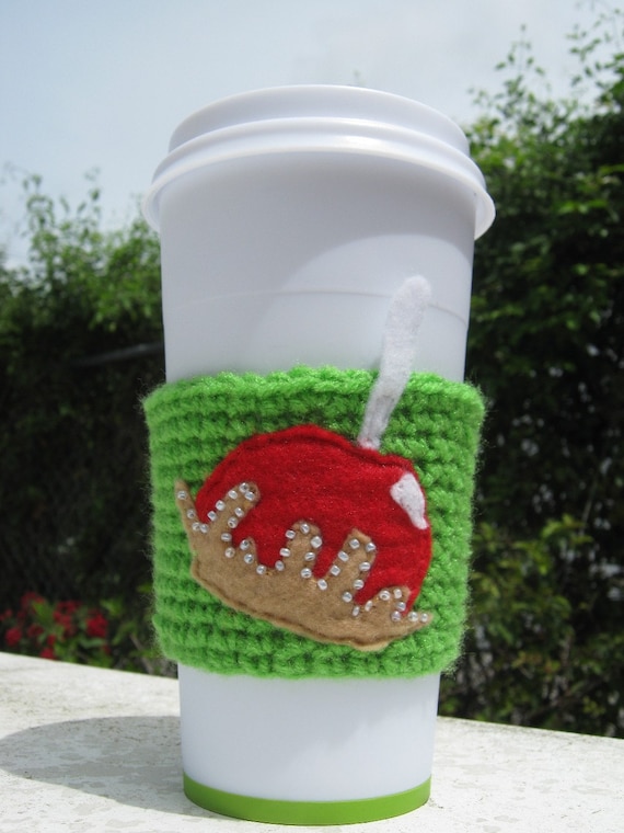 Carmel Apple Coffee Cozy lime green by PinkFrog4U on Etsy from etsy.com