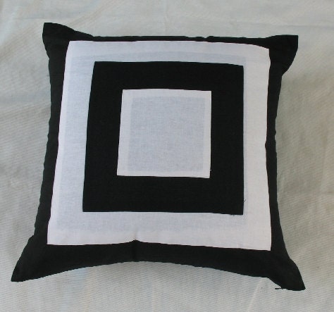 black and white throw pillow cover graphic design linen 16 inch - can be custom made in other sizes