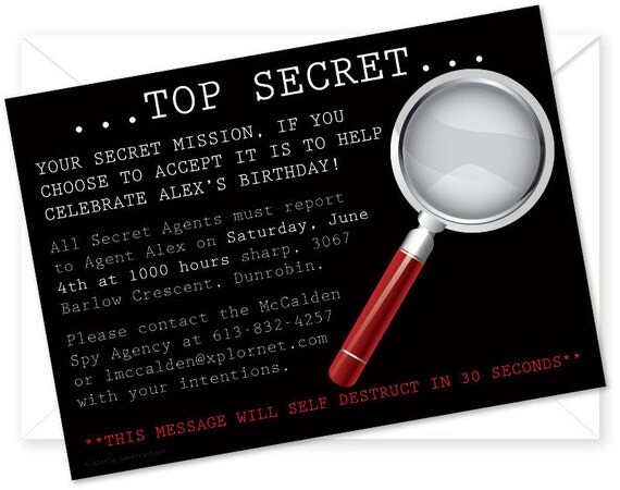 Spy Birthday Party Invitation
