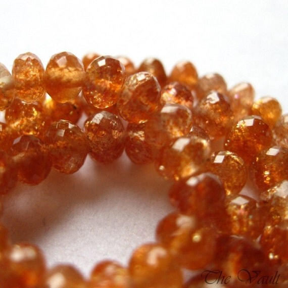 10 Sunstone 4mm microfaceted rondelles
