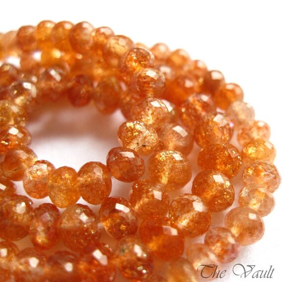 10 Sunstone 4mm microfaceted rondelles
