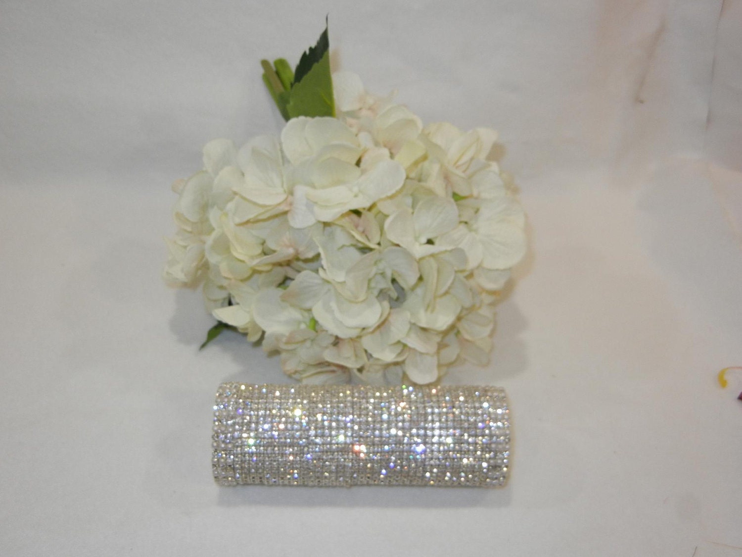 Large Crystal Rhinestone Bridal Bouquet Holder w Pearl Accents