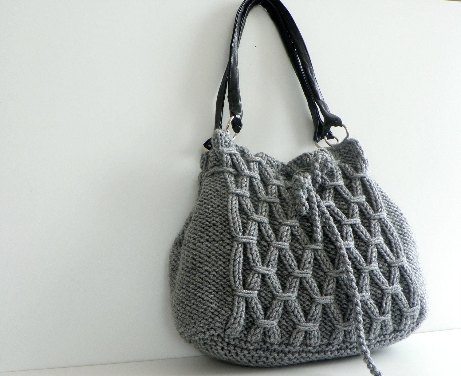 NzLbags Новый - Серый Вязание сумка, сумка - сумка, кожаный ремешок Nr-0186