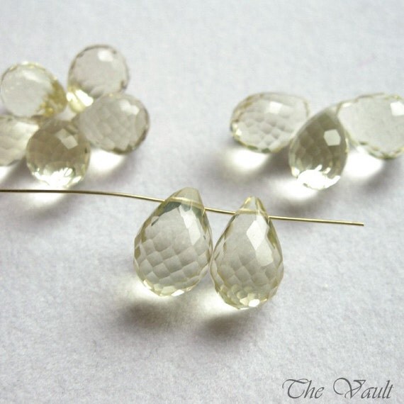 5 Lemon Quartz 9-10mm drop faceted briolettes