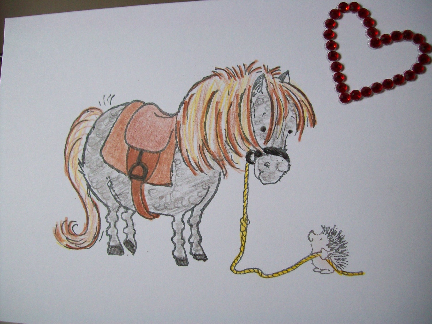At the end of your rope you will find me blank shetland pony with hedge hog card