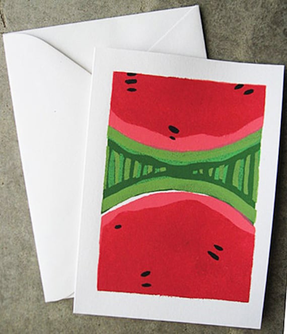 Watermelon Greeting Card, Blank Inside, Fruit, Split Watermelon