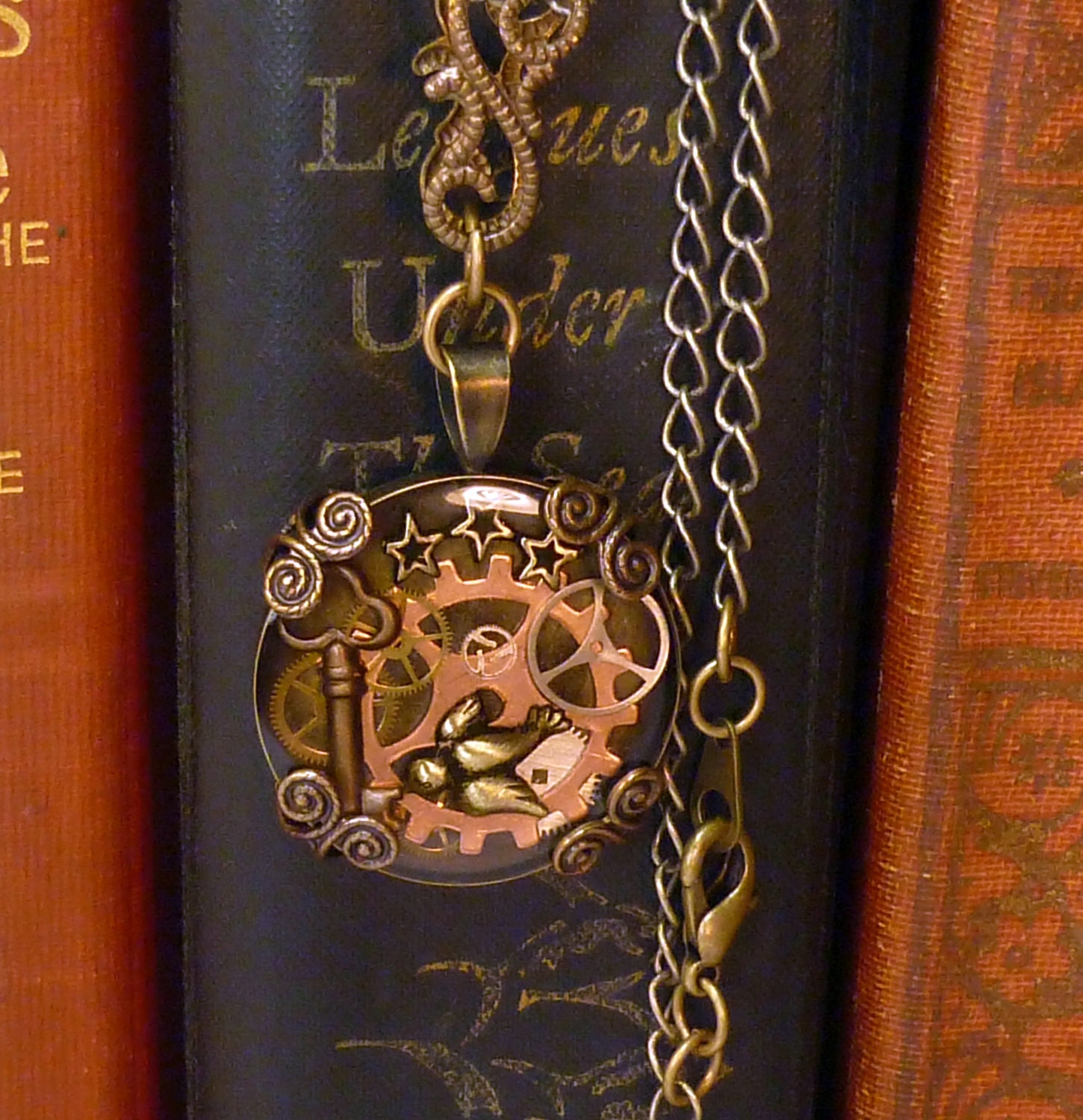 Steampunk vintage necklace-Airship traveler blessing- N001