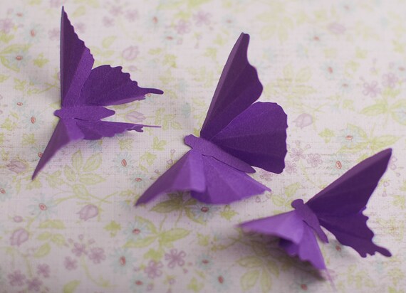 3D Wall Butterflies, 10 Violet Butterfly Silhouettes for Girls Room, Nursery, and Home Art Decor