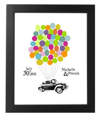 SPRING SALE 10 off Personalized 50 Signature Wedding Guestbook VW Bug 