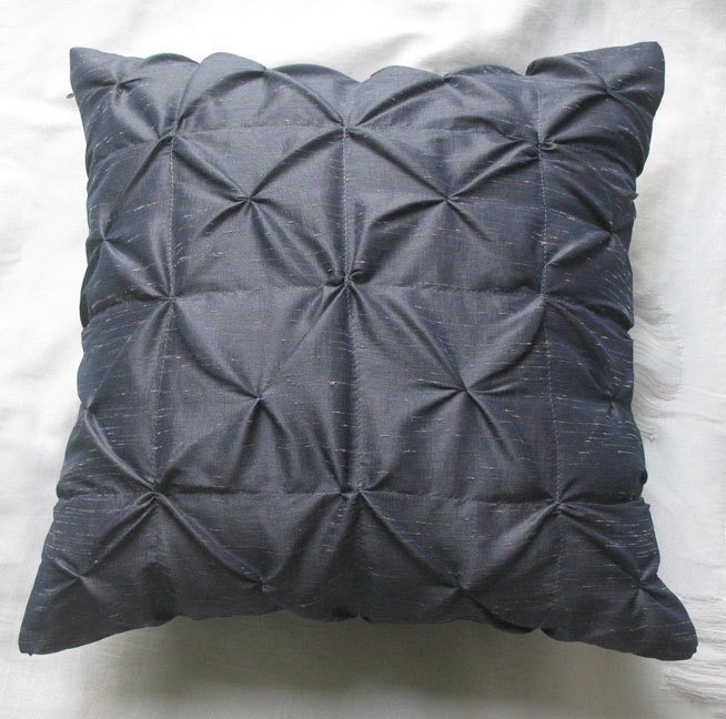 charcoal gray pin tuck decorative throw pillow and cushion cover 18 inch - can be custom made in any size
