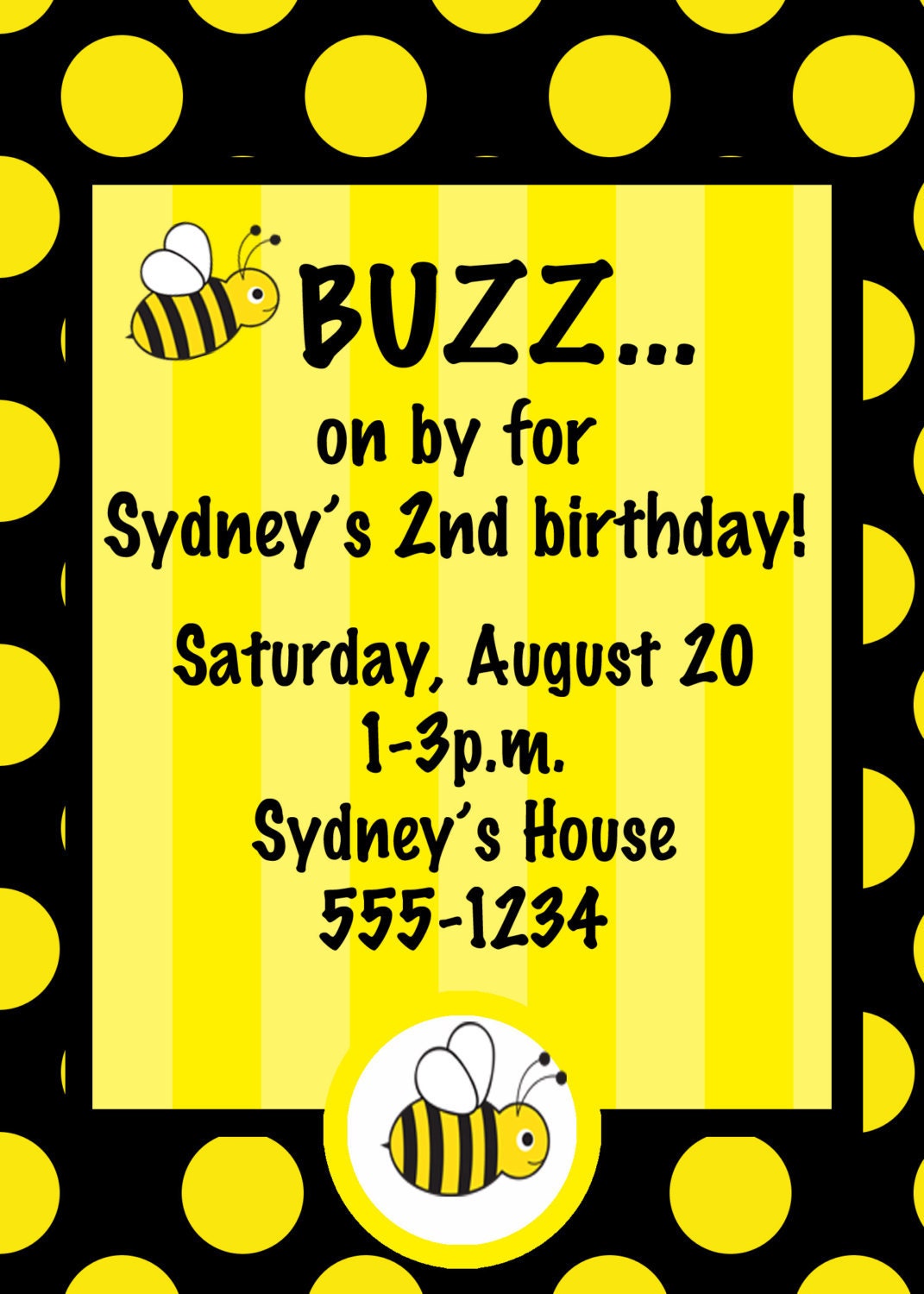 Bumble Bee  Custom Party Thank you card