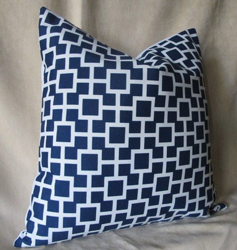 Pair of 2 Designer Pillow Cover 18 x 18 - Cradle Navy - Indoor/Outdoor