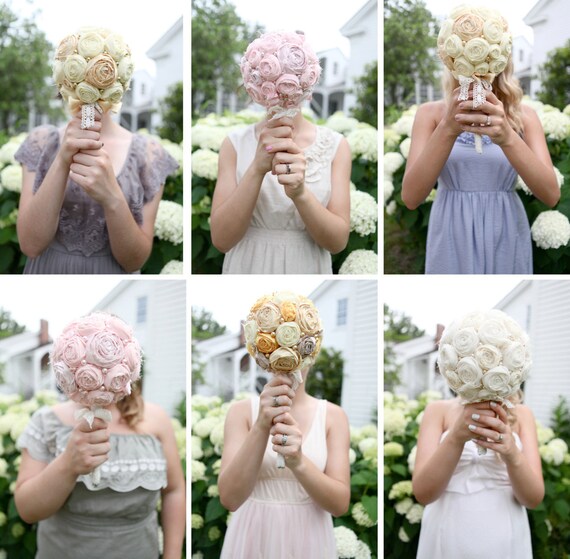 Whimsical Fabric Rosette Bridal or Bridesmaid Bouquet