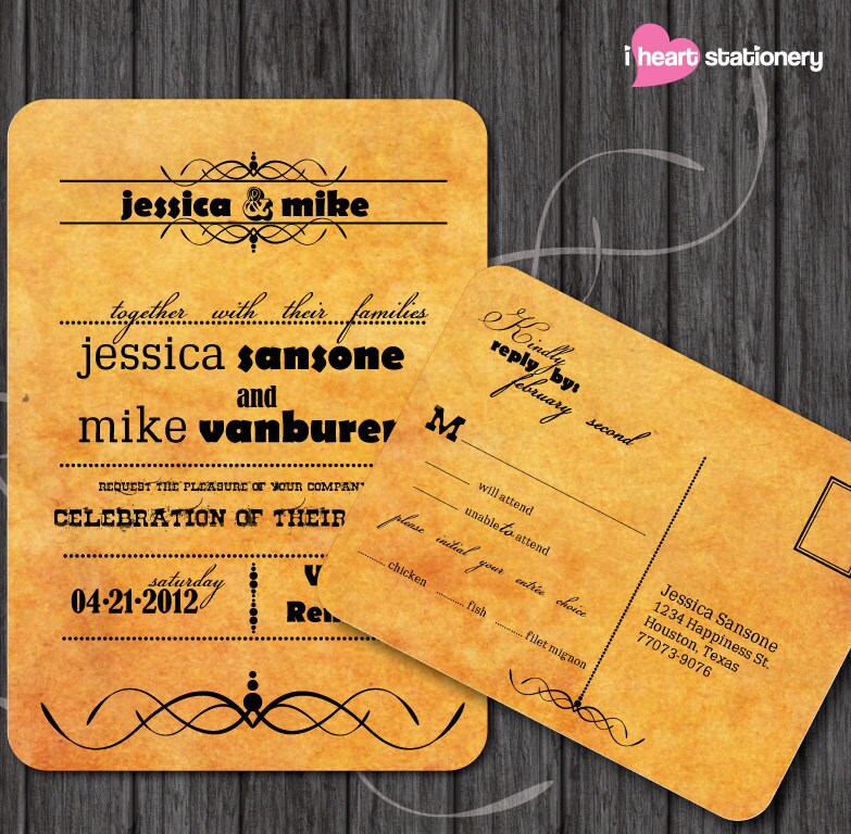 DIY Modern and western inspired Wedding invitation and RSVP Printable