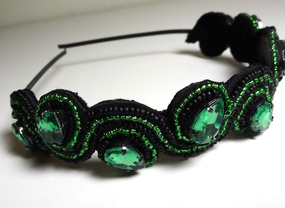 Green Rhinestone Headband