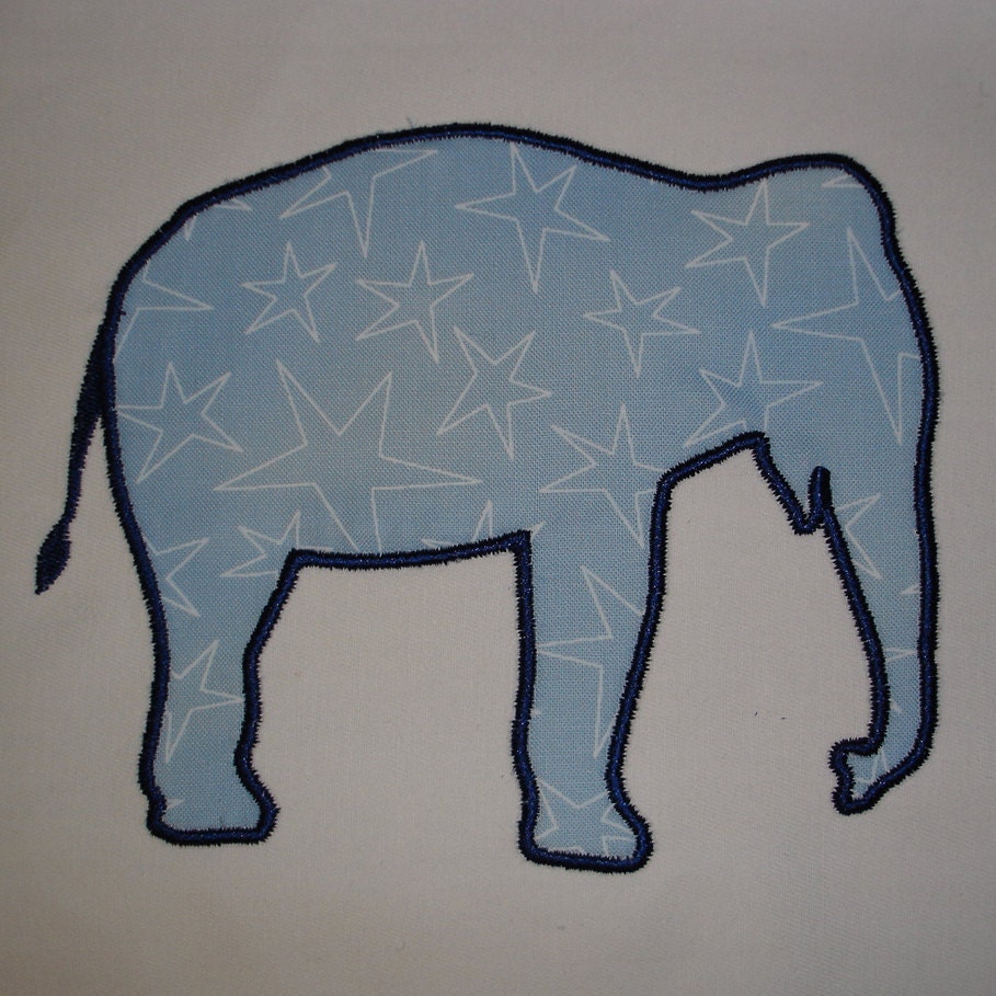 Elephant Applique - Machine Embroidery Design 4X4 and 5X7 Hoop