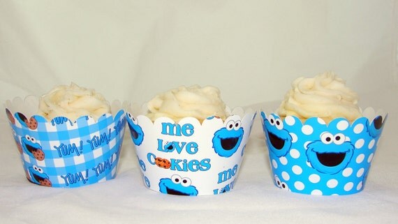 Cookie Monster Inspired Cupcake Wrappers