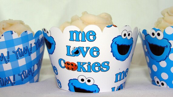 Cookie Monster Inspired Cupcake Wrappers