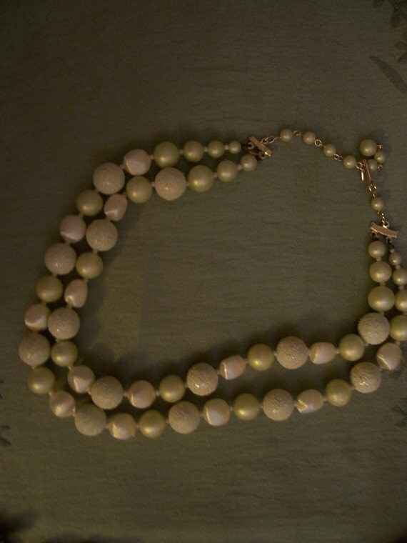 Vintage Pale Yellow Beads - double strand