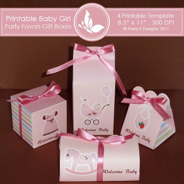 Printable Baby Girl Shower Party favors gift box ////// 002