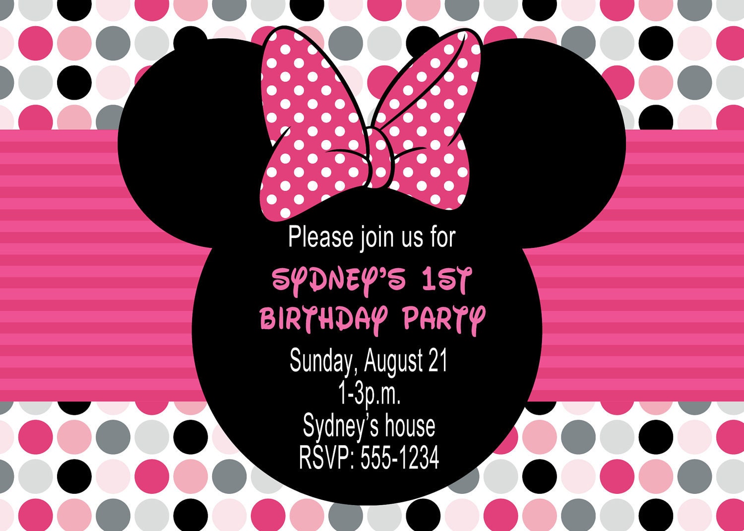 Minnie Mouse  Custom Birthday Party Invitation