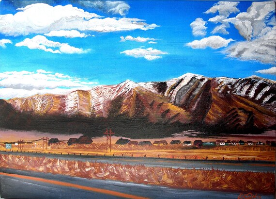 Original Acrylic Painting - Beautiful Landscape Titled 8 Miles to Nevada