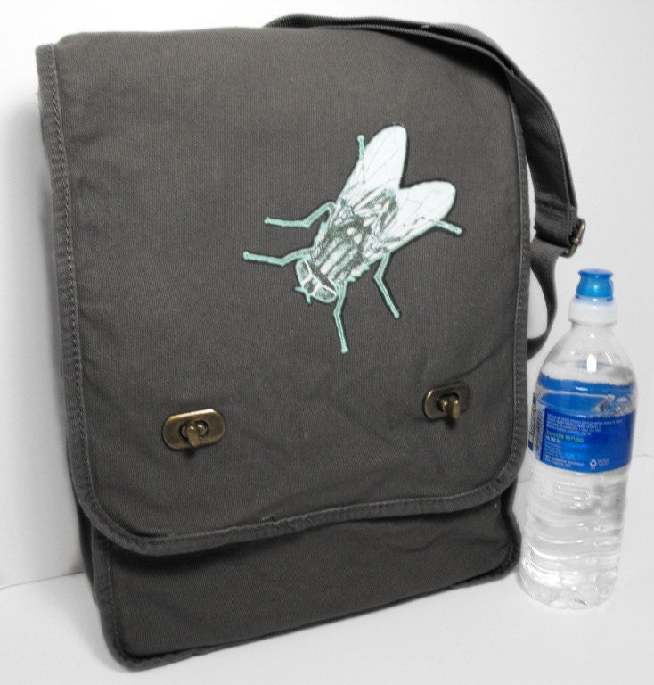 Bug - Canvas Messenger Bag - Field Style for School, College, Vacation, Book, Laptop